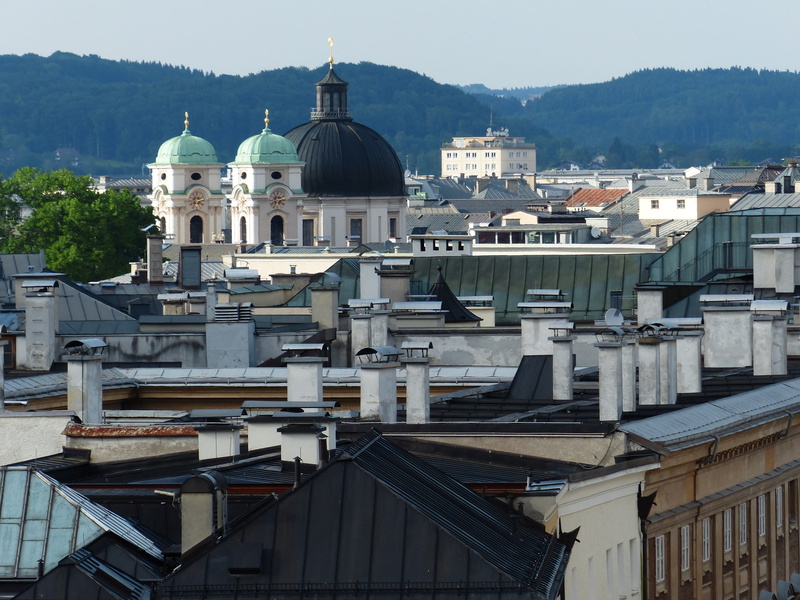 city, central plan building, day, salzburg, built structure, no people, building, sacred architecture, outdoors, over the rooftops, belief, neustadt, mountain