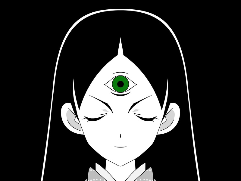 ears, female, 720P, studio shot, human face, representation, anime, character, indoors, eye, eyes, one person, brunette, third, male likeness, human body part