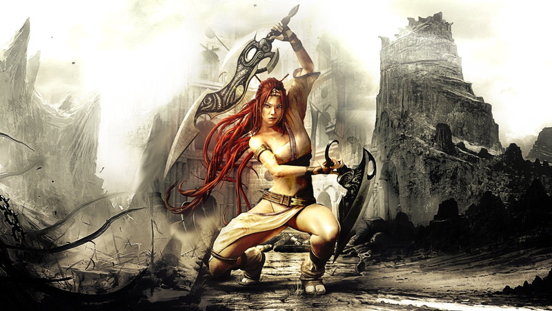 sculpture, spirituality, day, male likeness, statue, women, representation, belief, building, one person, creativity, Heavenly Sword, Nariko (Heavenly Sword)