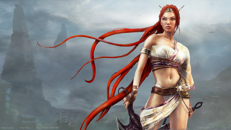 Heavenly, 1080P, females, standing, sky, portrait, hairstyle, young women, looking, clothing, one person, women, Sword, adult, Game, fashion, beautiful woman