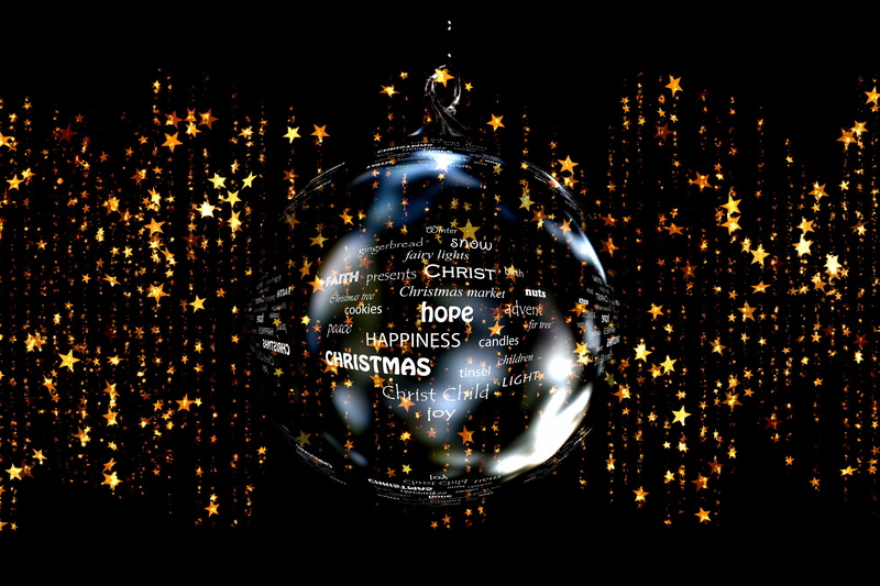 cityscape, reflection, no people, star, city, candles, 4K, architecture, night, background, festival, skyscraper, christmas ornament, glowing, silver colored