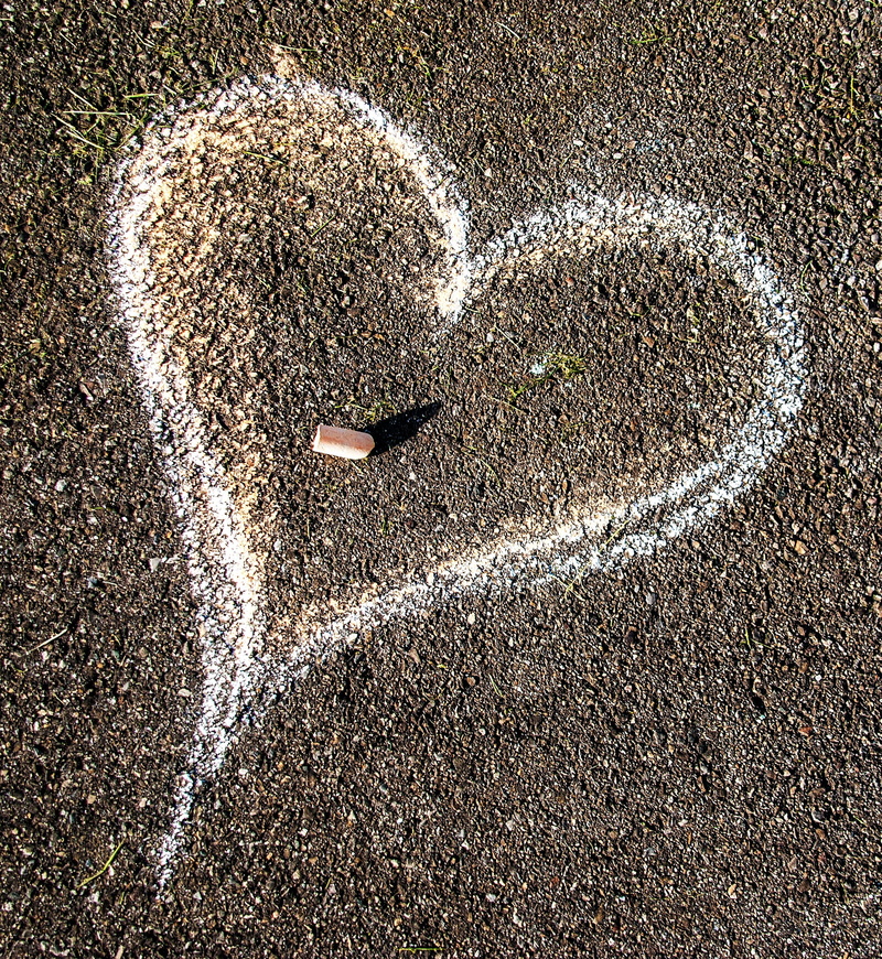 directly above, love, day, chalk, guidance, be in love, no people, shape, full frame, textured, backgrounds, road, high angle view, sunlight, asphalt, outdoors