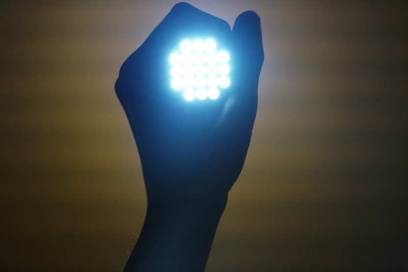 body part, flashlight, led, holding, lighting equipment, led lights, blue, finger, person, digital composite, glowing, human limb, 8K, close-up, lamp