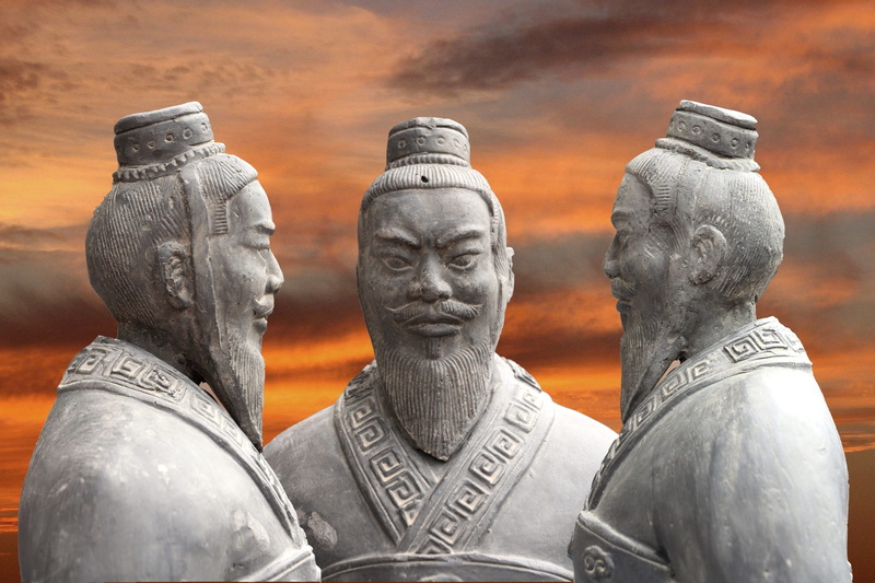 Sunset, asia, statue, warrior, art and craft, buddha, man, buddhism, clay figures, Stature, no people, travel, craft, ancient civilization, sculpture, architecture