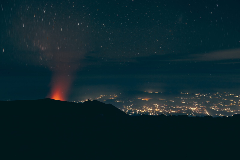 power in nature, city, lava, cityscape, space, eruption, environment, indonesia, tranquility, star - space, stars, mountain, semeru, illuminated, idyllic