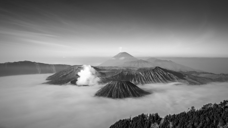 nature, cloud - sky, smog, no people, outdoors, geology, semeru, fog, aerial, tranquil scene, beauty in nature, tranquility, 4K, range, environment, covered