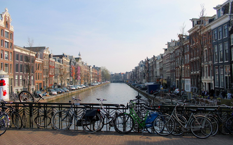 cana, nature and landscapes, canal, 1080P, amsterdam, city, bridge, bicycles
