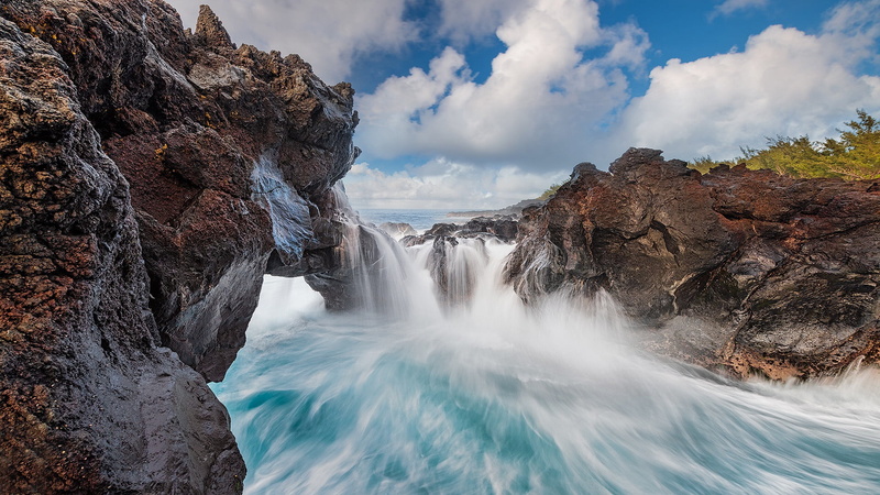 water, rock, Indian Ocean, La Reunion Island, nature, coast, 1080P