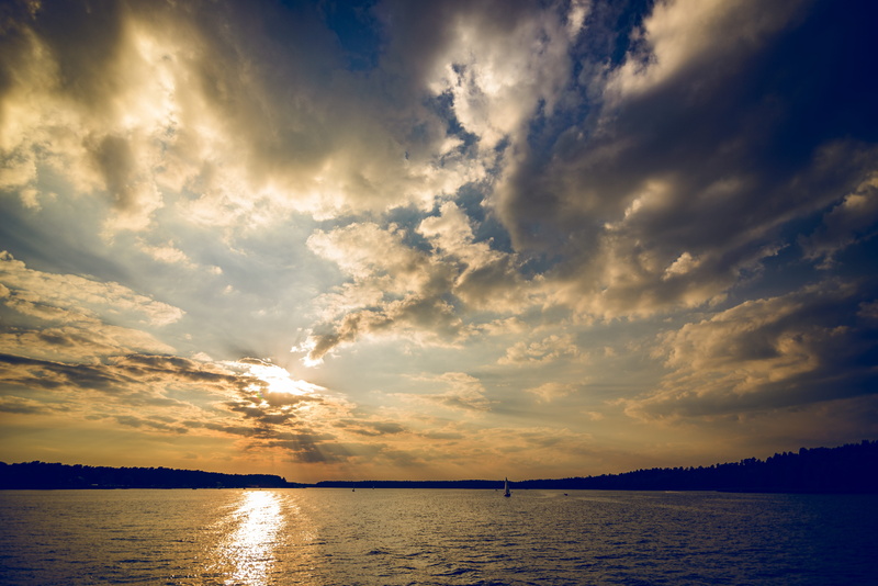 lake, mazury, wigry, tree, 5K, scene, no people, green, tranquility, clouds, serenity, coastline, swimming, silhouette, waterfront, landscape, vacation