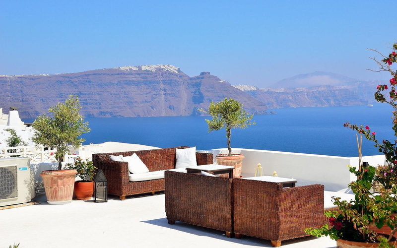 island, warm, greece, 720P, ocean, white, greek, holiday, view, paradise, santorini