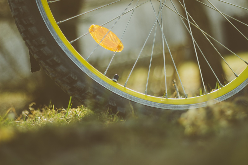 5K, cycle, macro, close-up, reflector, L O, activity, bicycle, summer, day, tire, cycling, holding, wheel, water, animal themes, yellow, outdoors, land
