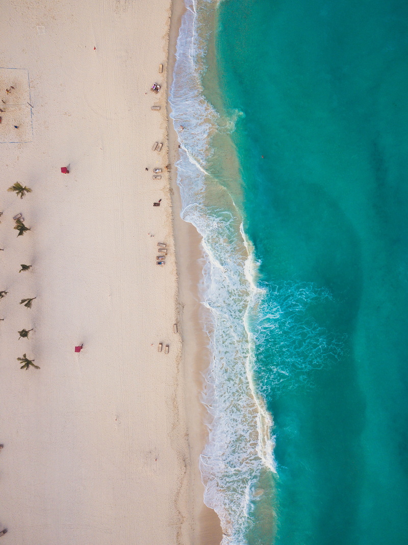 beach, high angle view, beauty in nature, turquoise colored, sand, no people, blue, day, motion, scenics - nature, sandbank, daytime, beside, tranquility