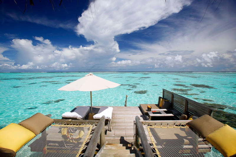 villa, beach, exotic, aqua, waters, island, ocean, bungalow, view, blue, tropical, lagoon, islands, 720P, water, paradise
