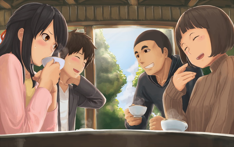 young women, togetherness, real people, Miyamizu Mitsuha, 1080P, young adult, portrait, Kimi no Na Wa, sunlight, beautiful woman, sitting, adult, group of people