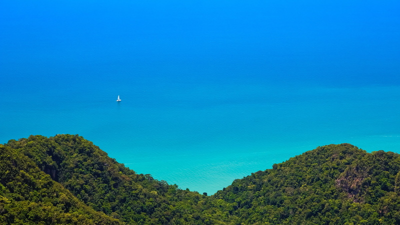 transportation, blue, no people, tranquil scene, land, tree, non-urban scene, plant, nature, sea, 4K, day, sky, mountain, aerospace industry, outdoors