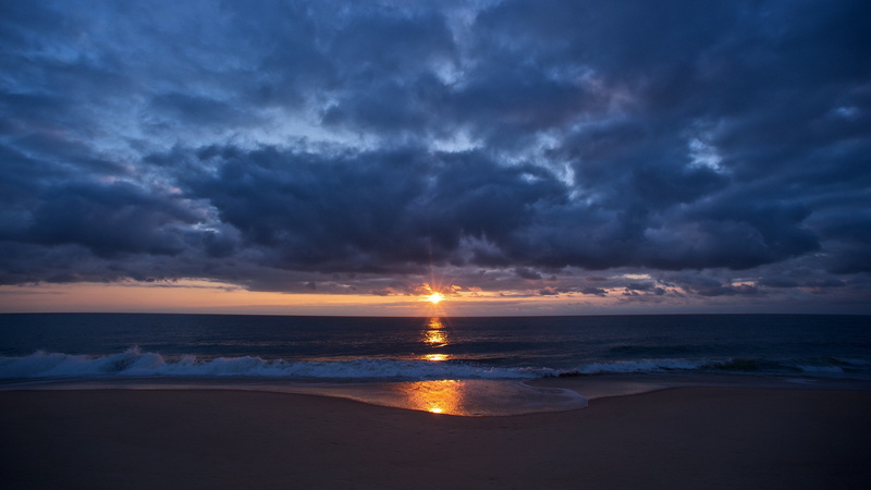 2K, cloud - sky, sunset, storm, sky, no people, environment, outdoors, beauty in nature, water, sea, storm cloud, beach, dramatic sky, reflection, hd widescreen high quality desktop nature wild 2560x1440