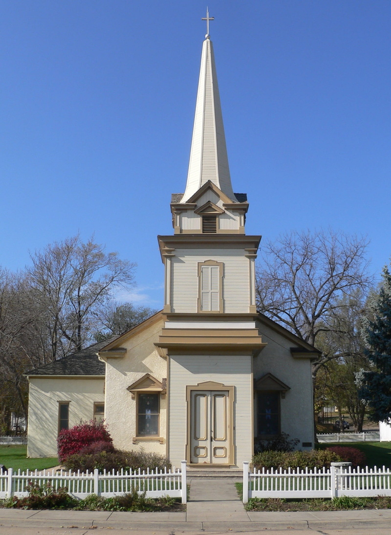 tree, church, religion, spirituality, day, low angle view, tower, plant, First Presbyterian Church, outdoors, spire, clear sky, nebraska, first, architecture