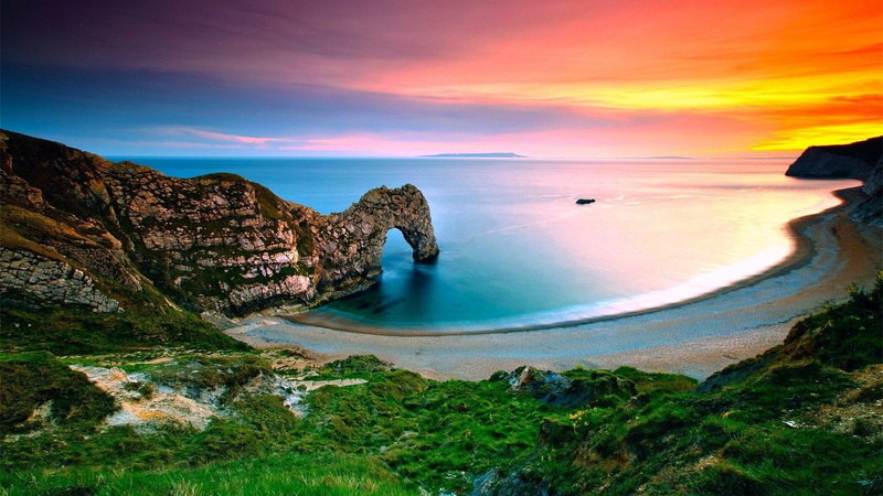 Durdle Door, Beach, 1080P, England, Ocean, Dorset, Earth, Coastline, Horizon