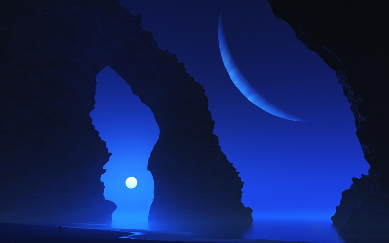 photoshop, durdle, nice, mist, arches, foggy, time, white, door, blue, high def, stones, night, light, silhouette, moon, 2K, black, background, rocks