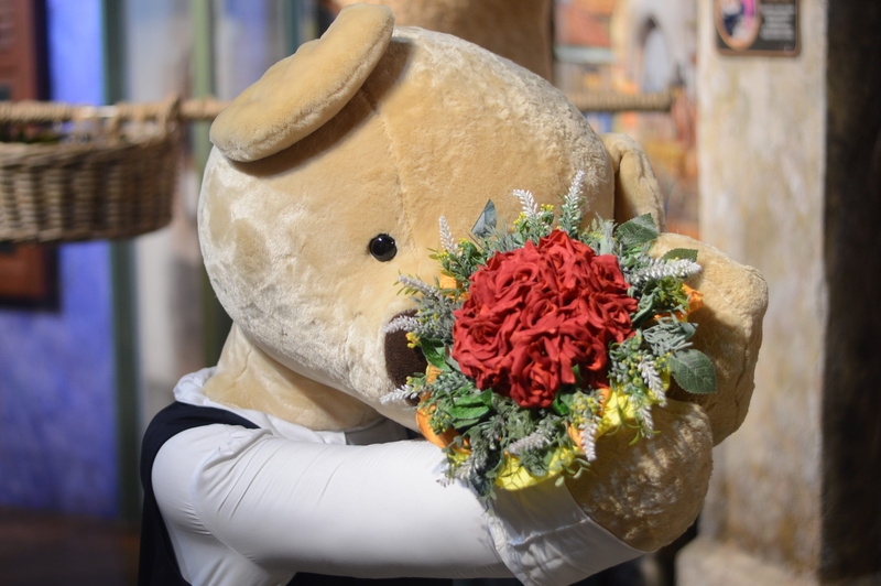 flower, real people, bouquet, focus on foreground, indoors, flower head, teddy bear, flower arrangement, celebration, close-up, plant, doll, rose - flower