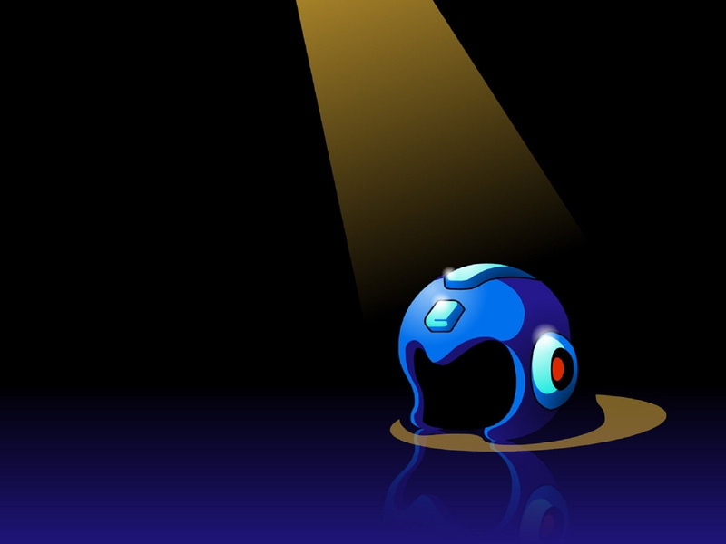 no people, single object, animal, black background, spotlight, Helmet, copy space, blue, shape, sphere, representation, indoors, futuristic, 720P, Mega Man 4