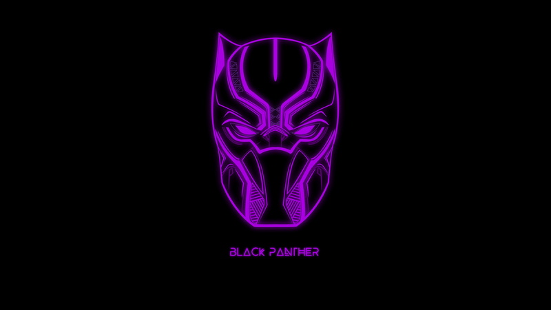 5K, 5K, Purple, Dark background, Black, Black Panther, Minimal, Marvel Comics