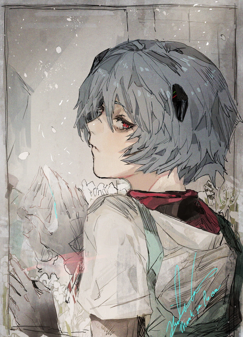 anime, simple background, vertical, Neon Genesis Evangelion, Ayanami Rei, 1080P, anime girls, Hirannko