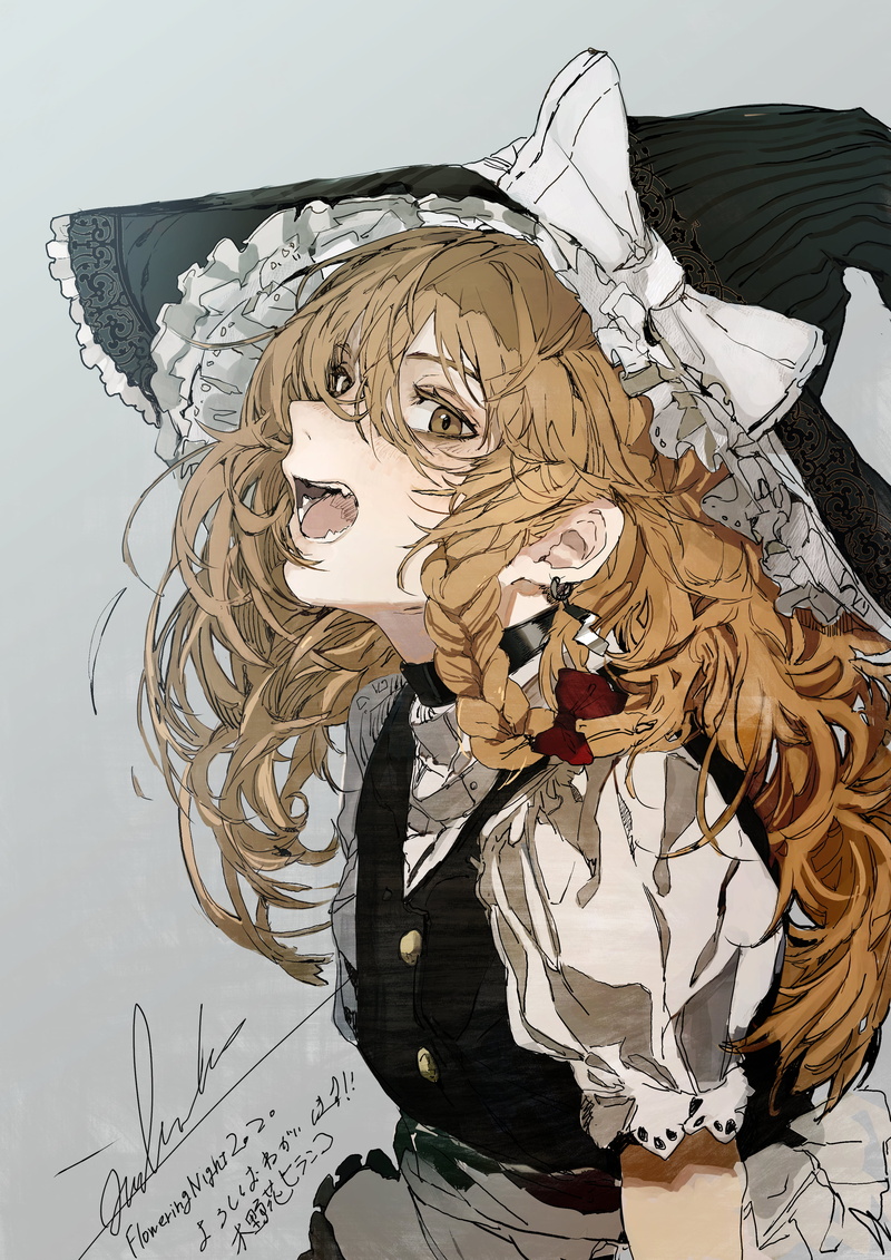 Touhou, Kirisame Marisa, simple background, 4K, Hirannko, anime, anime girls, digital art