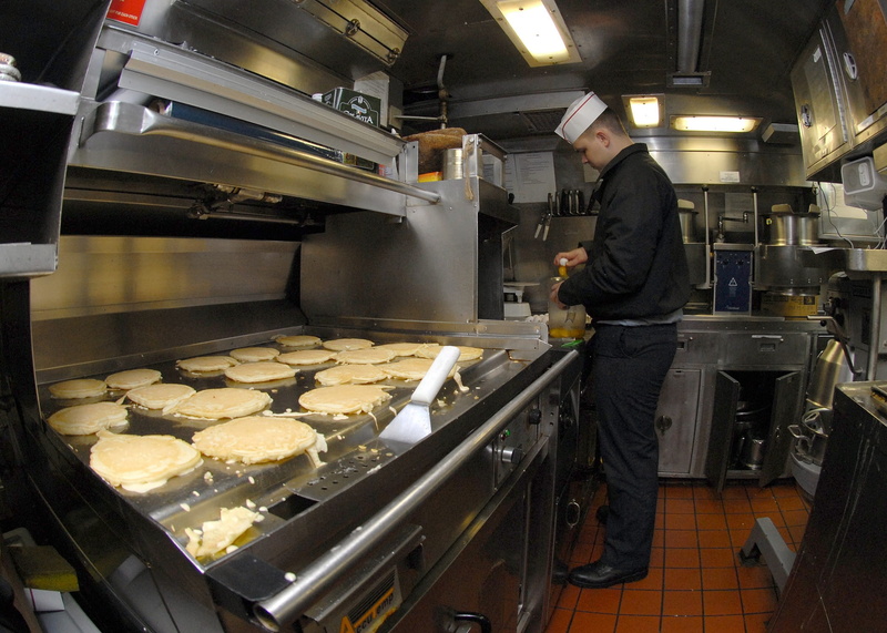 preparing food, grill, eggs, adult, navy, chef, galley, sailors, food and drink industry, working, uniform, men, tray, appliance, skill, tasty, freshness