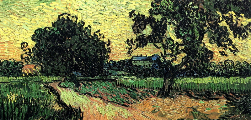 the Chateau of Auvers, Vincent van Gogh, Landscape with, at Sunset, 2K