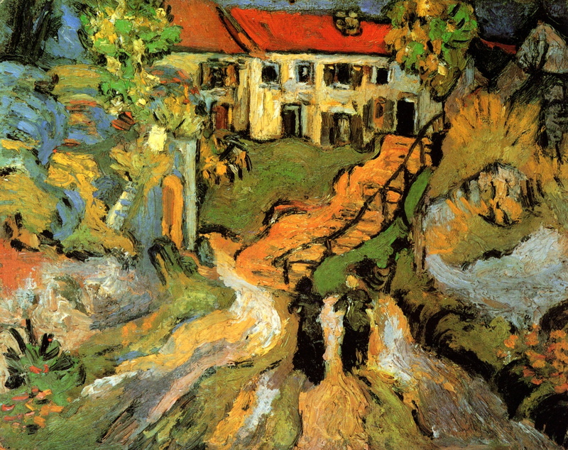 Village Street, 2K, with Two Figures, Vincent van Gogh, and Steps in Auvers