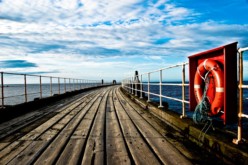 travel, lifesaver, built structure, tourism, rail transportation, coast, uk, sky, day, cloud - sky, sea, whitby, 2K, railroad track, the way forward, seaside