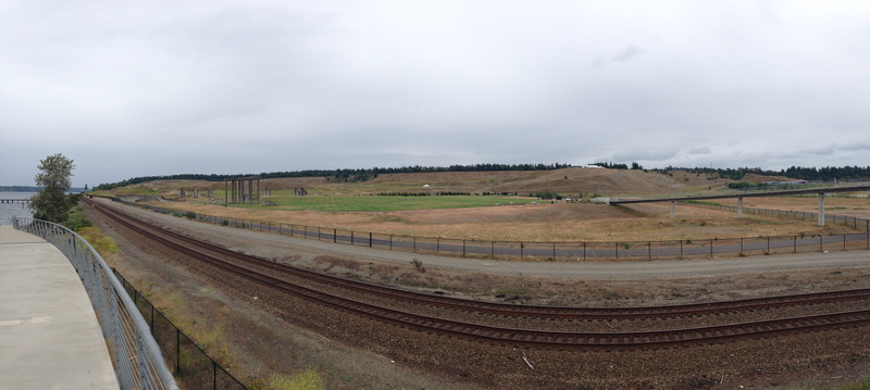 rain, us open, land, Track, nature, countryside, railroad, Railway, transport, rail transportation, landscape, fog, road, train, plant, sky, field, no people