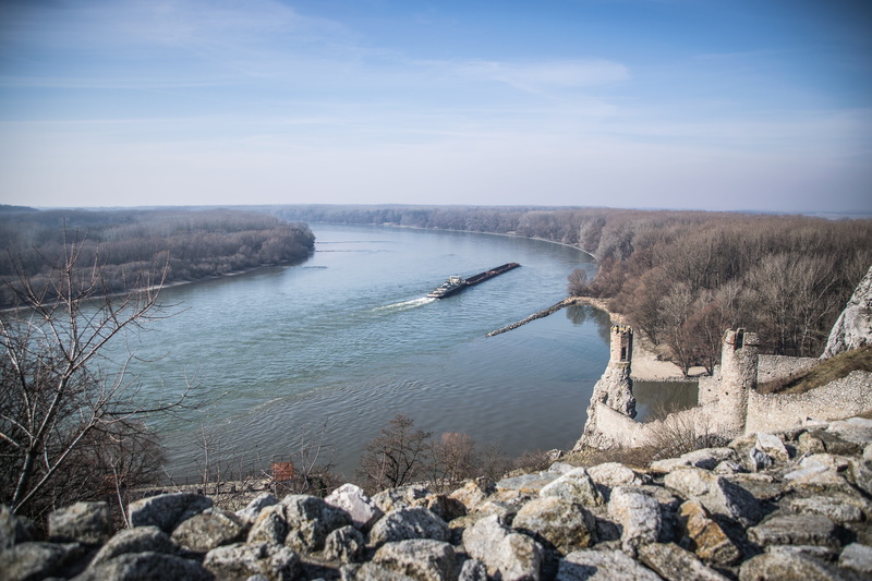 tranquil scene, rock - object, the danube, 5K, tranquility, solid, day, ruins, stone, strength, sea, cloud - sky, outdoors, non-urban scene, moravia, old