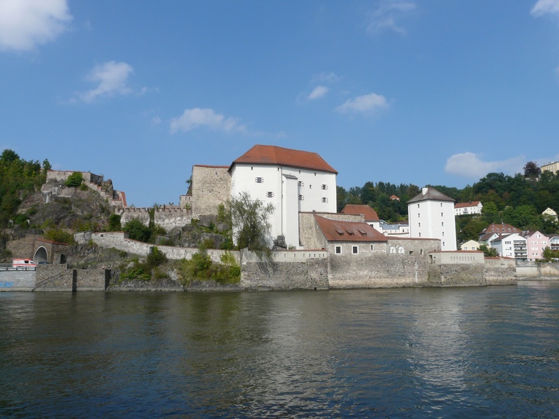 city, waterfront, headland, lower house, travel destinations, nature, confluence, ilz, water, history, outdoors, day, passau, height burg, fortress, cloud - sky