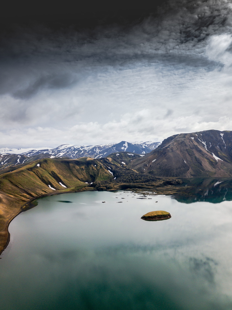 volcano, water, travel, mountai nridge, ice, no People, aerial, sky, above, green, mountain, fjord, 4K, europe, mountains, green Color, golden, moody