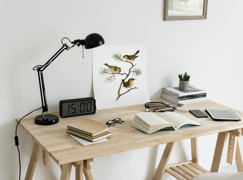 table, electric lamp, technology, wood, wood - material, 1080P, tablet, text, chair, white, stack, home interior, birds, bright, clock, object, stationery