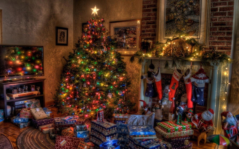 christmas, night, holidays, decorations, 1080P, nature and landscapes, lights