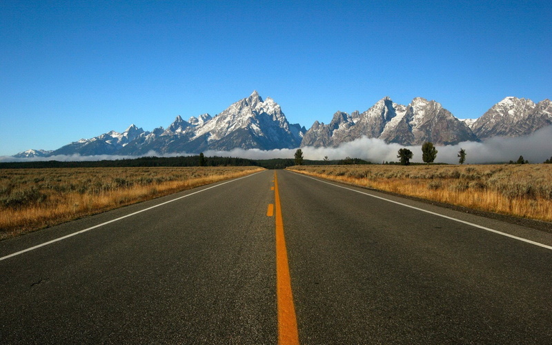 transportation, cold temperature, scenics - nature, dividing line, mountain, winter, clear sky, sign, the way forward, 1080P, tranquil scene, diminishing perspective
