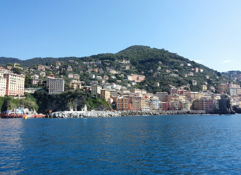 cityscape, architecture, harbor, no people, nature, italy, 2K, summer, europe, city, mountain, Camogli, costa, built structure, land, day, residential district