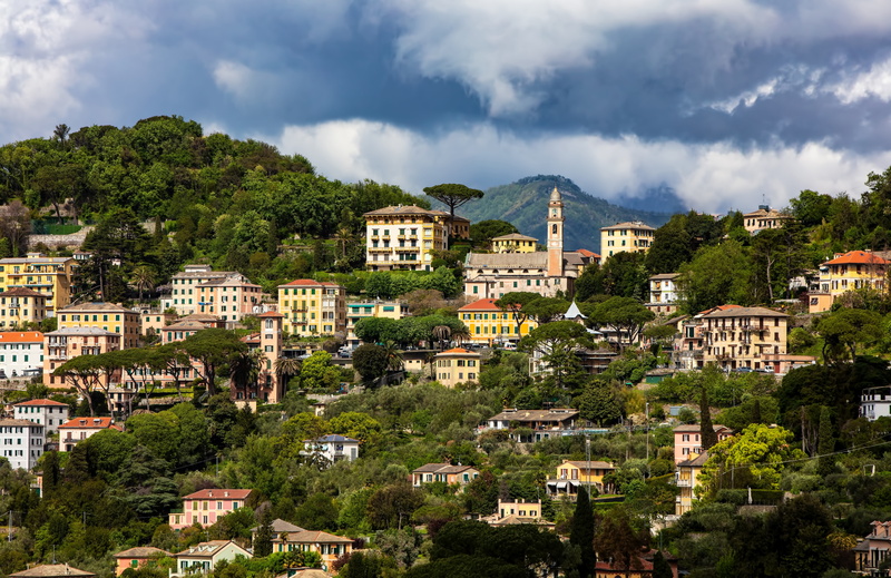 travel destinations, church, sky, tree, rural, house, built structure, cityscape, 8K, roof, day, town, nature, building exterior, landscape, window, hill