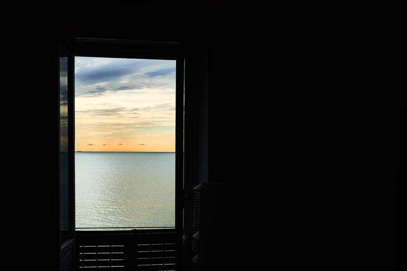 window, indoors, beauty in nature, sunset, sea, glass - material, no people, sky, water, tranquil scene, camogli, tranquility, 4K, nature, scenics - nature