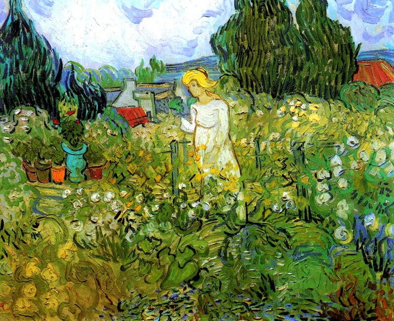 flowers, classic art, artwork, painting, classical art, garden, women, 2K, plants, Vincent van Gogh