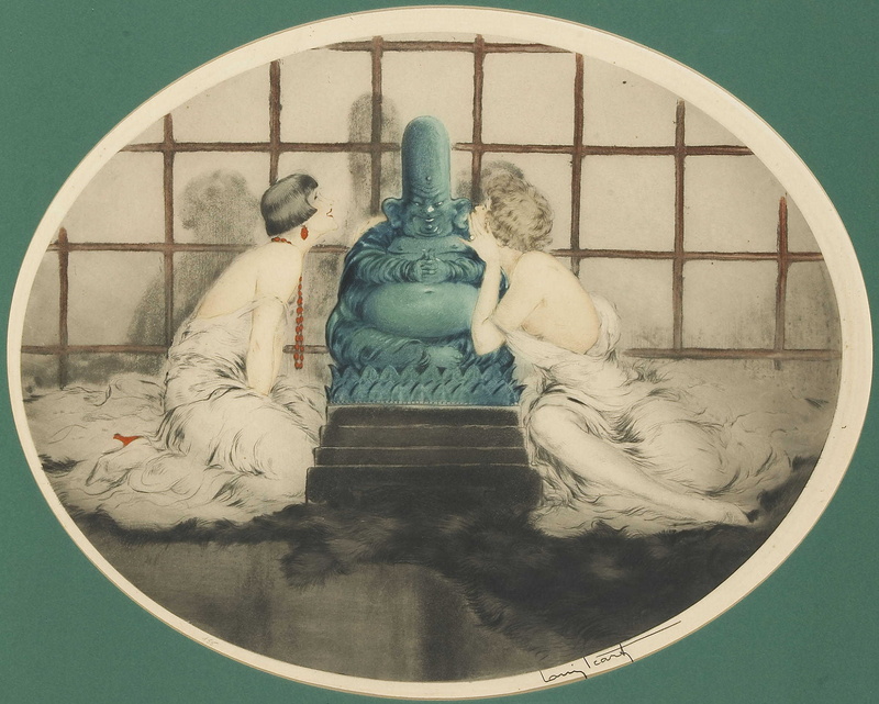 art Deco, Secret, statue, etching and aquatint, 1080P, Louis Icart, 1926