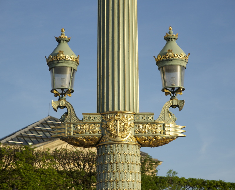 artistic, architectural column, nature, sky, column, meticulous, clear sky, urban, blue, gold colored, built structure, carvings, low angle view, plant