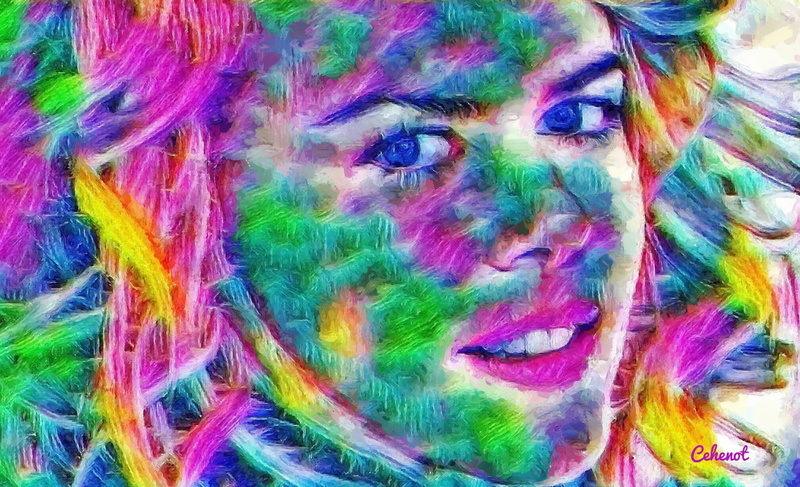 painting, abstract, Nicole Kidman, art and craft, art, creativity, human face, face paint, females, colorful, real people, pattern, portrait, yellow, blue