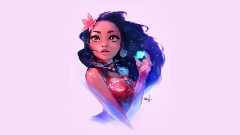 Disney, 1080P, women, digital art, Moana