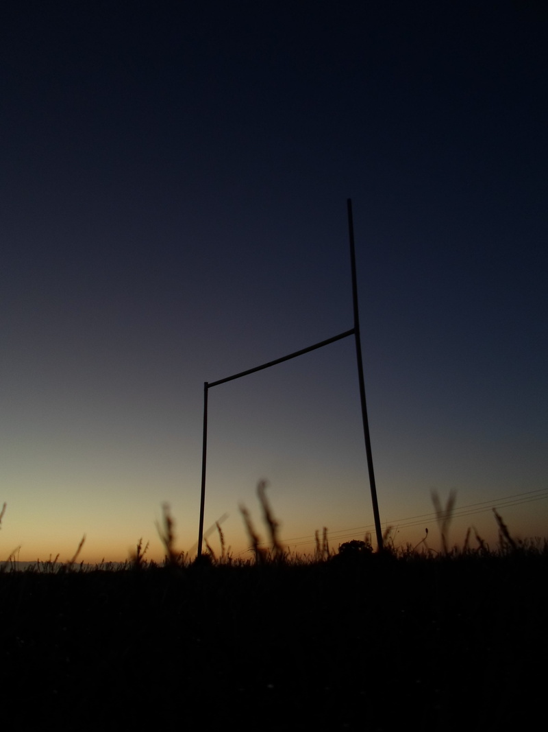 field, 4K, sport, copy space, dawn, grass, goal post, dusk, rugby, outdoors, goal posts, tranquility, clear sky, plant, land, landscape, power supply