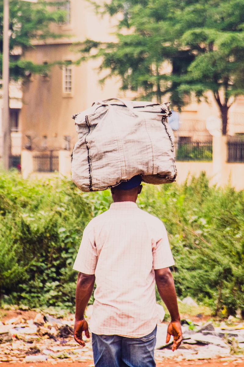 hat, nigeria, working, abuja, walking, heavy, model, bag, nigerian, burden, african, day, load, africa, 2K, real people, carrying, lifestyles, occupation