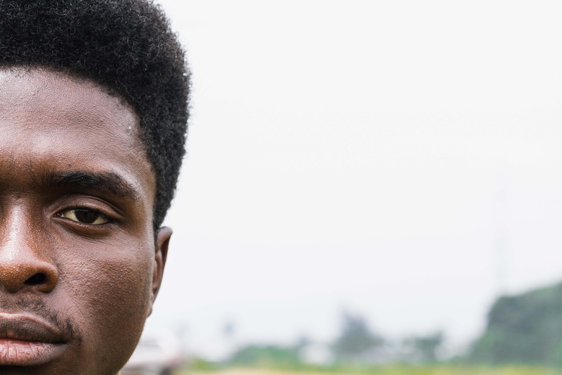 confident, copy space, serious, guy, model, portrait, pimple, human body part, young adult, handsome, contemplation, africa, half, 5K, face, close-up